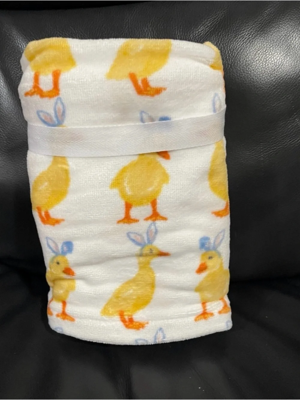 CASABA Easter Hand Towels Set of 2 Ducks with Bunny Ears - Easter Ducks Towels